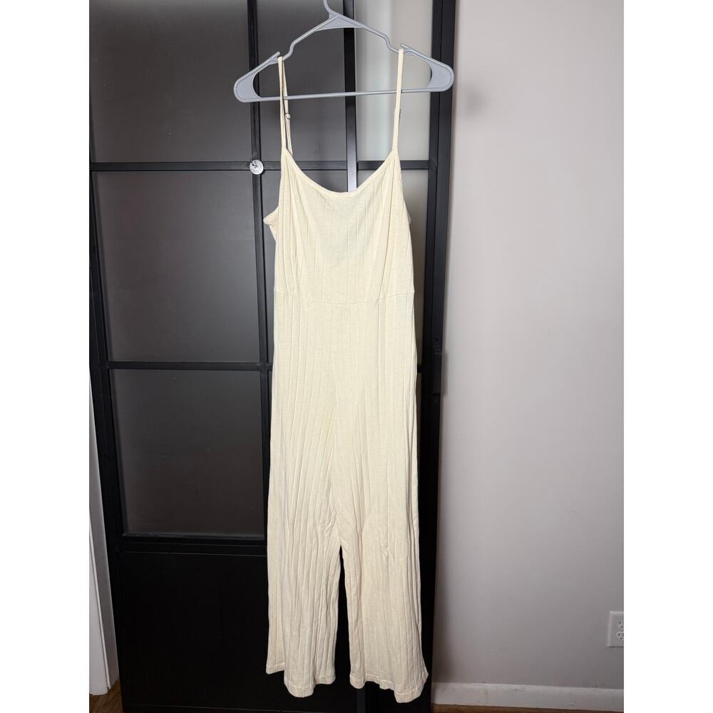 People Of Leisure Jumpsuit Women’s Medium Beige Stretch 100% Cotton